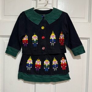 2T Girls Toddler 2 Piece Matching Nutcracker Outfit Top Shirt Skirt Embroidered